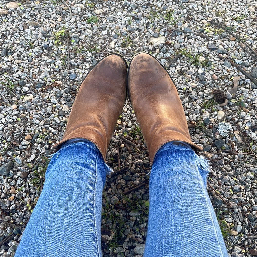 Well worn leather booties. Size 5.5